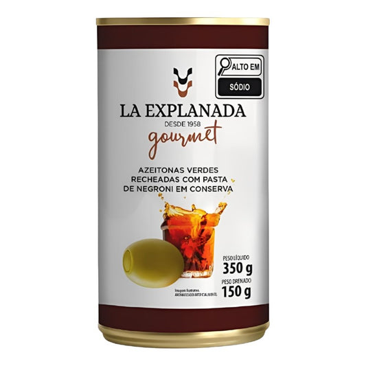 Azeitonas Verdes Recheadas com Pasta de Negroni em Conserva 350g La Explanada