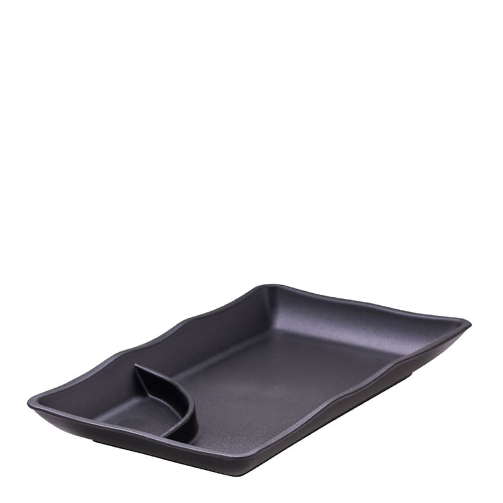 Prato para Sushi Retangular Melamina Preto 19,5x11,5x2cm