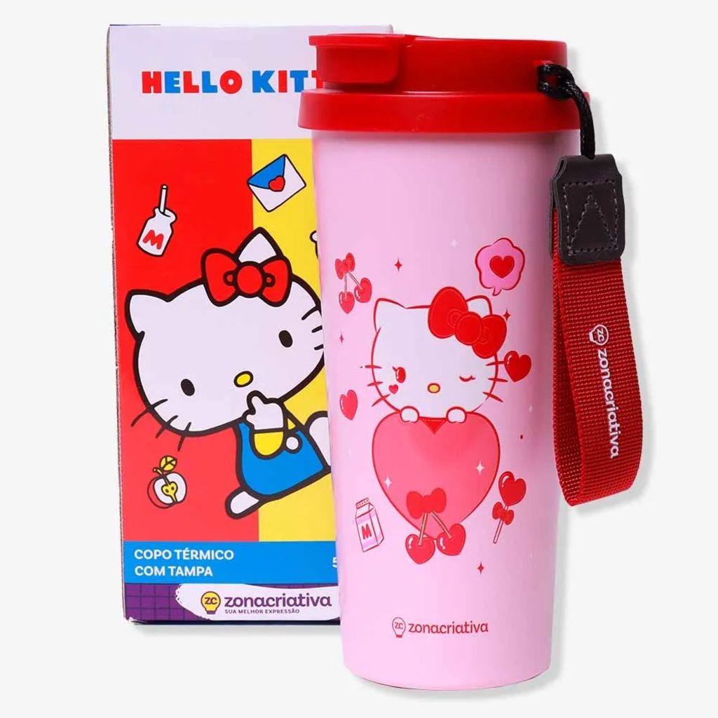 Copo Baker Térmico com Canudo Hello Kitty 500ml Zona Criativa