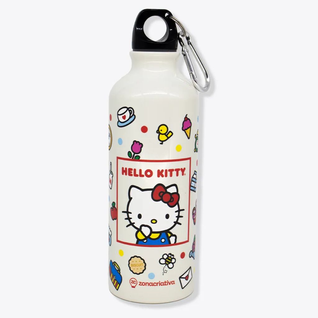 Garrafa de Alumínio com Mosquetão Hello Kitty 500ml Zona Criativa