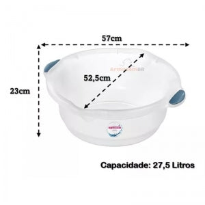 Bacia de Plástico Transparente 27,5l Sanremo
