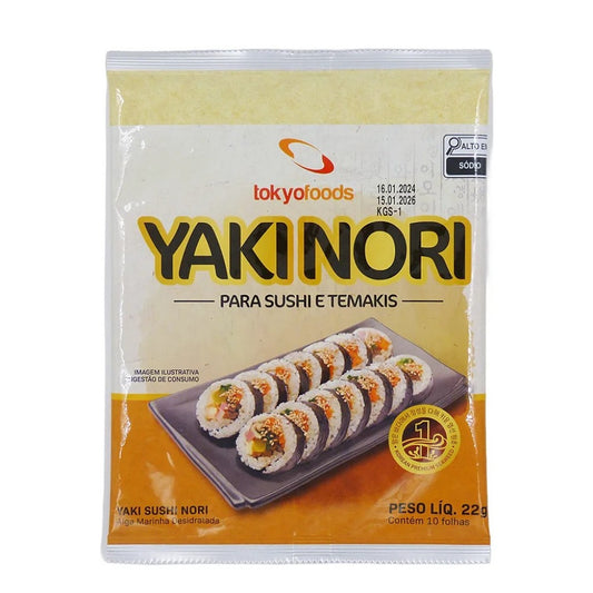 Alga Marinha Desidratada Yakinori Para Sushi e Temakis 22g 10 Folhas