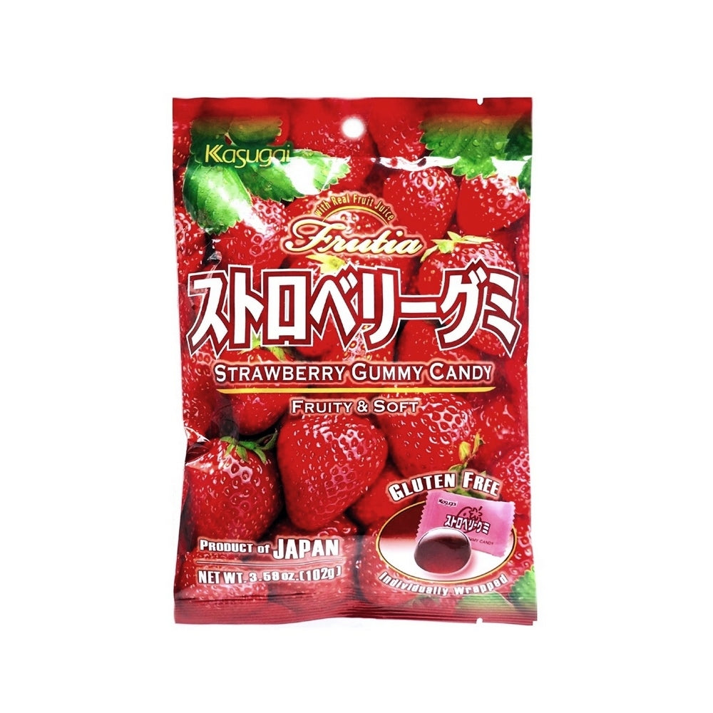 Bala de Goma Japonesa Sabor Morango 102g Kasugai