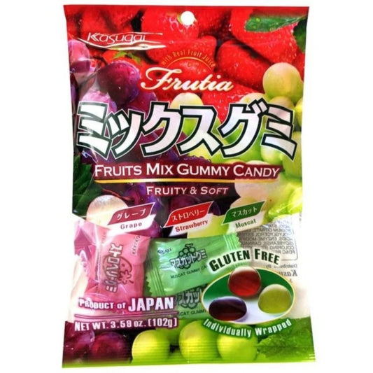 Bala de Goma Japonesa Mix de Frutas 102g Kasugai