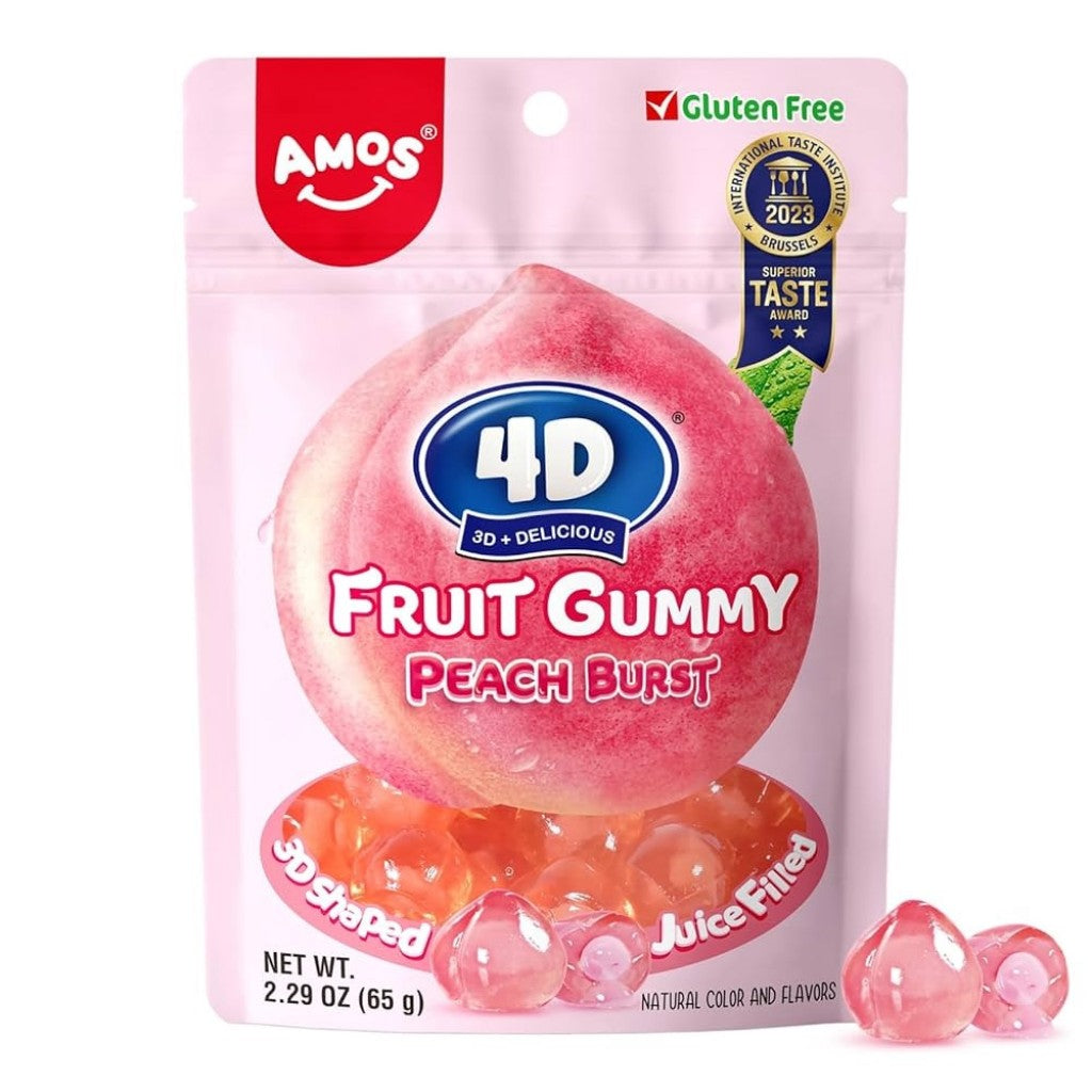 Bala de Goma Pêssego 4D 65g - AMOS