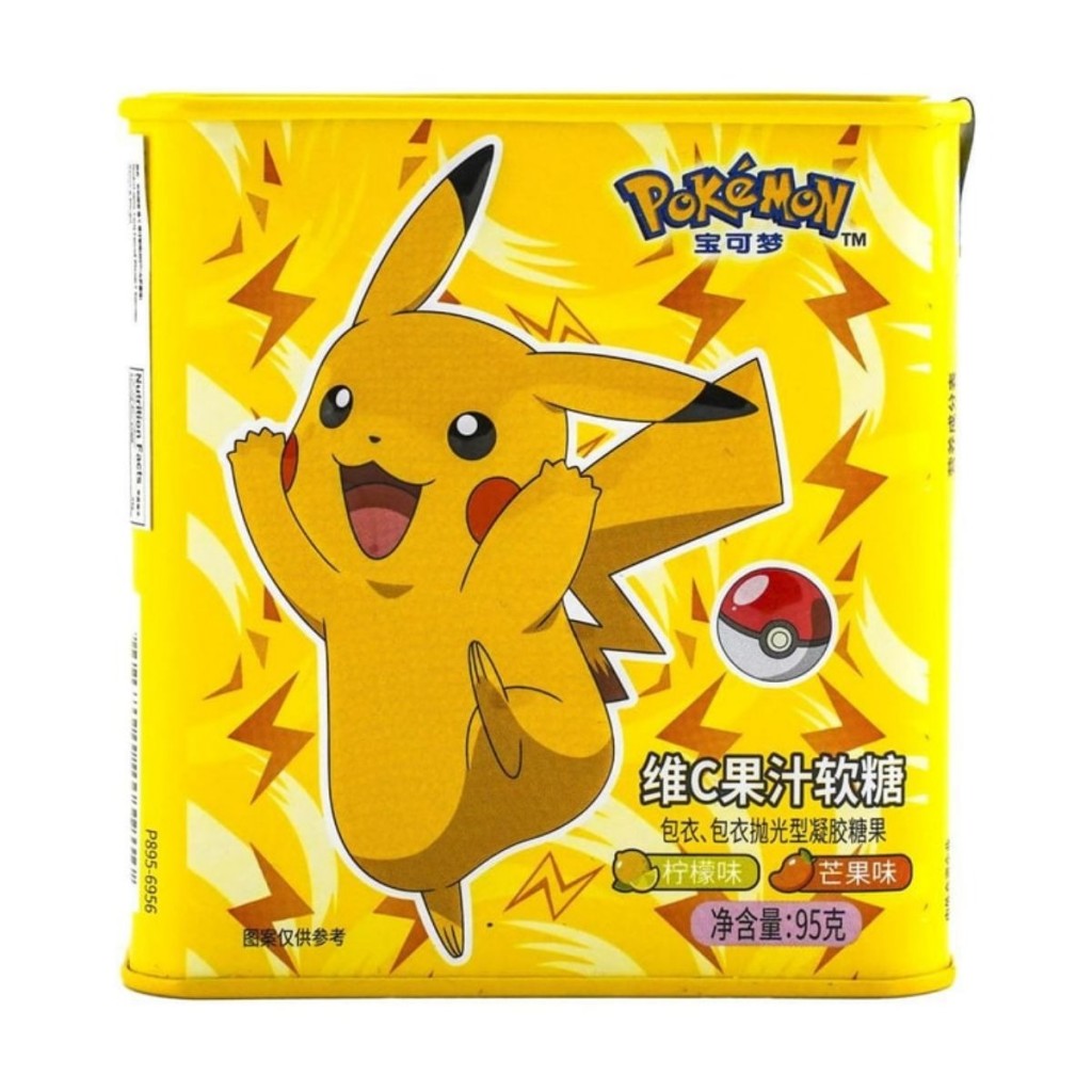 Bala de Goma em Lata Sabores Limão e Manga 95g Pokemon