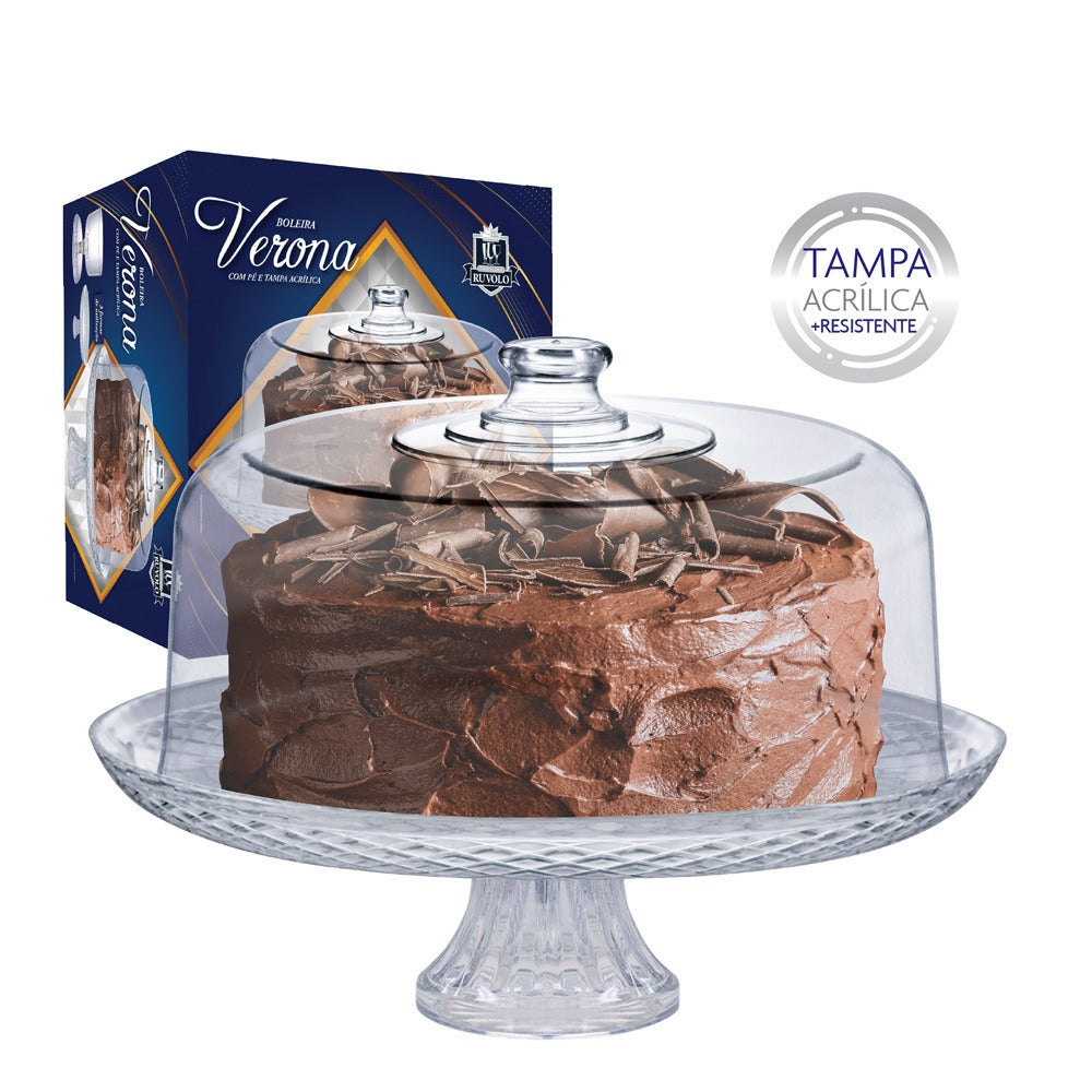 Boleira Verona com Pé e Tampa Acrílica
