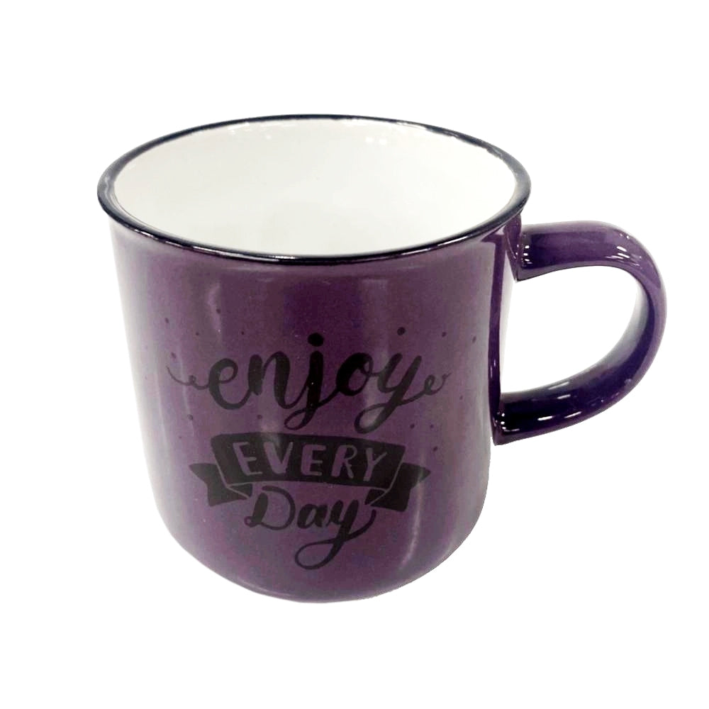 Caneca Enjoy Every Day Cerâmica Roxa 310ml