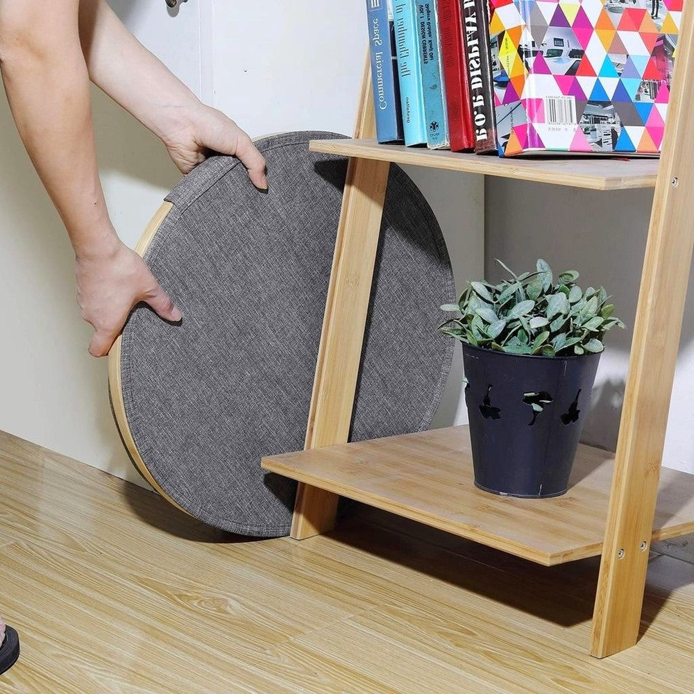 Cesto para Lavanderia CInza com Bambu 40cm