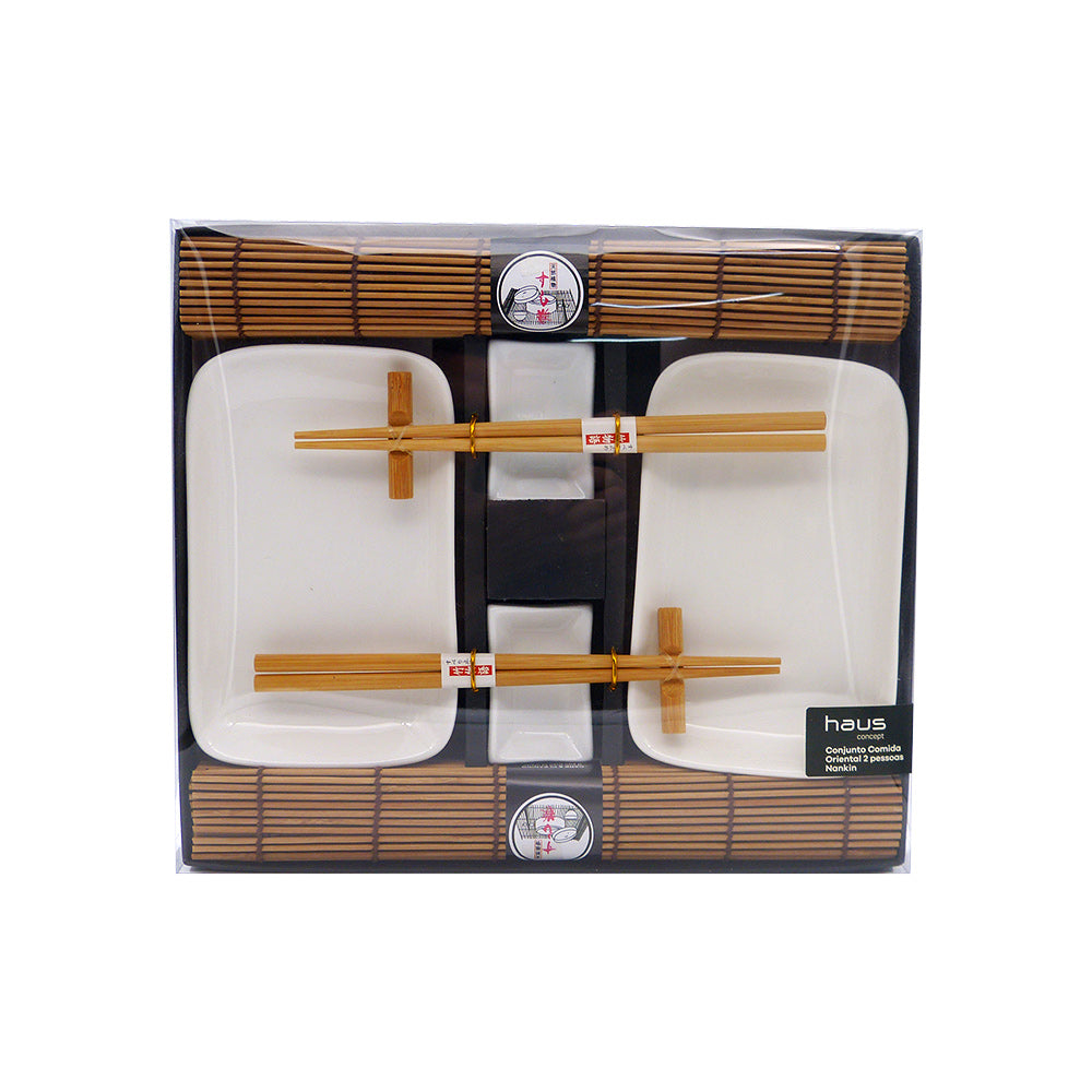Conjunto para Comida Oriental Nankin Branco para 2 Pessoas com 10 Peças