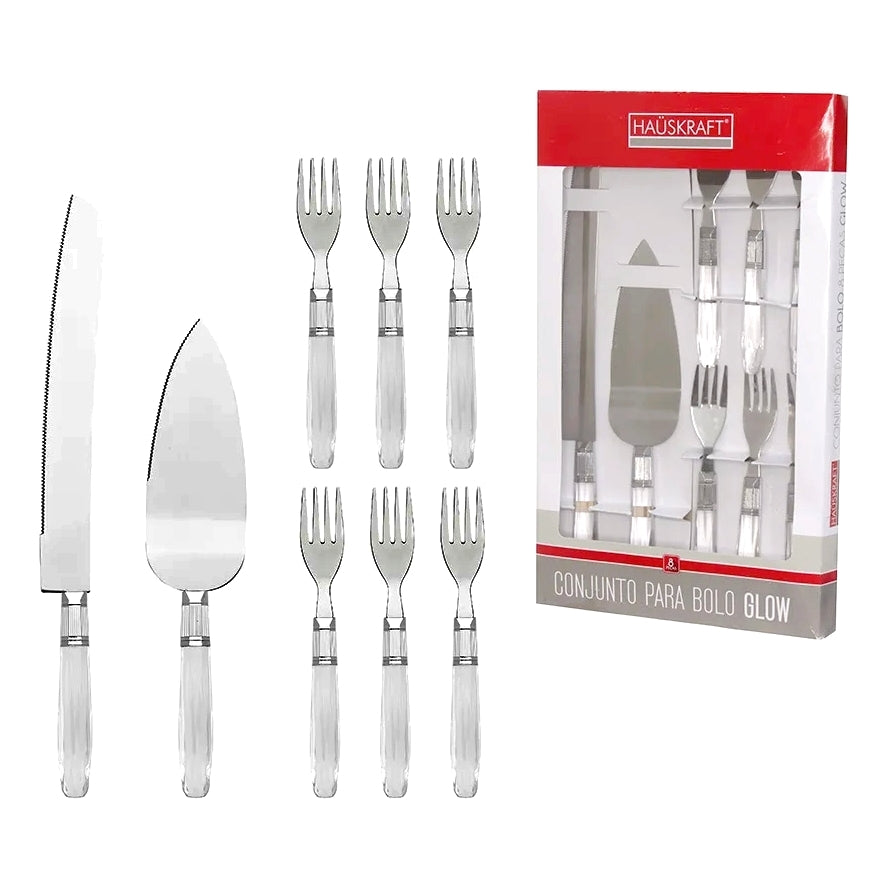 Conjunto para Bolo Glow Inox com 8 peças