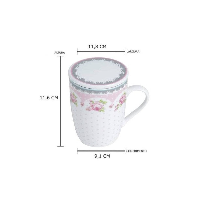 Caneca de Porcelana com Tampa e Filtro Florida 310ml
