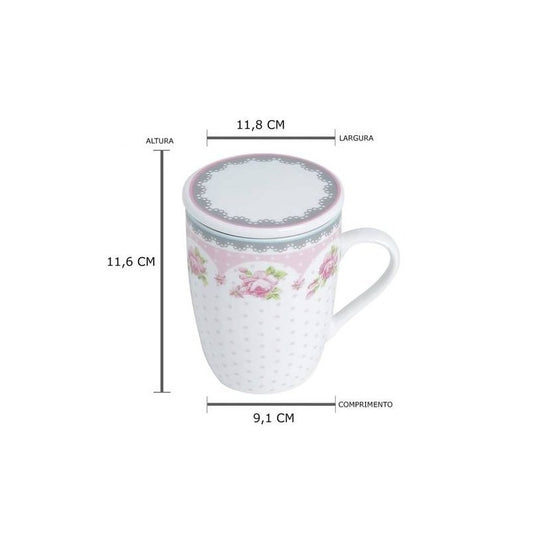 Caneca de Porcelana com Tampa e Filtro Florida 310ml