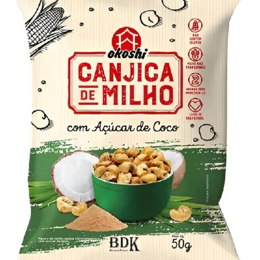 Canjica de Milho Okoshi com Cacau e Açúcar de Coco Vegana 50g