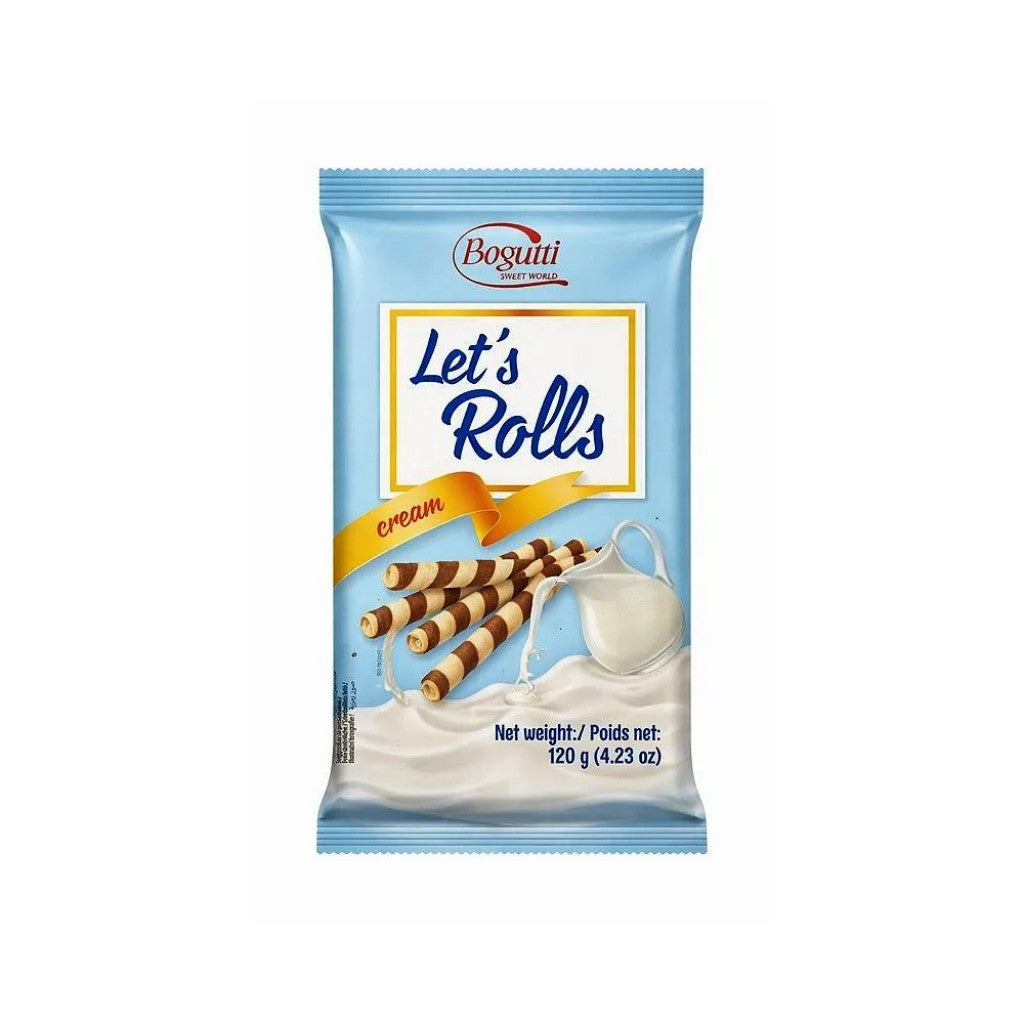 Canudos de Wafer Creme Lets Rolls 120g Bogutti