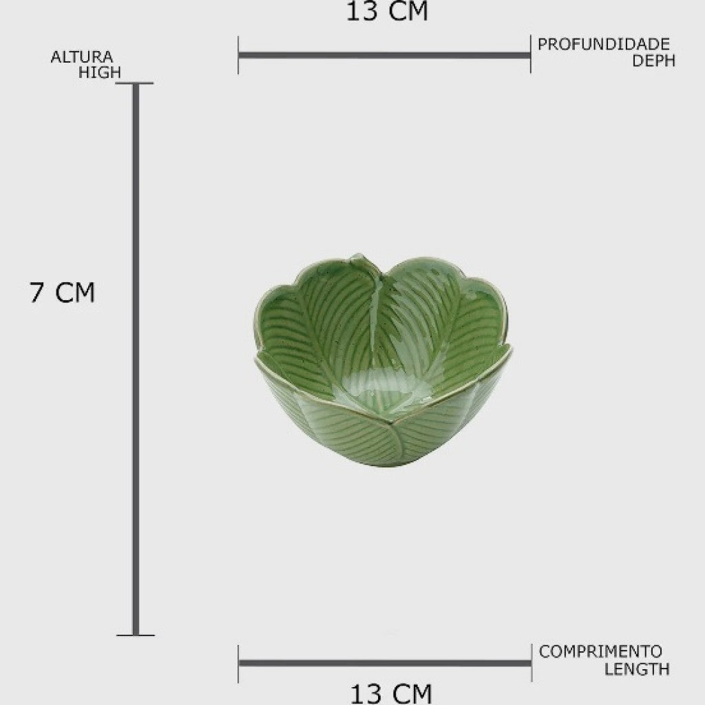 Centro de Mesa Banana Leaf Verde Decorativo 13x7cm Lyor