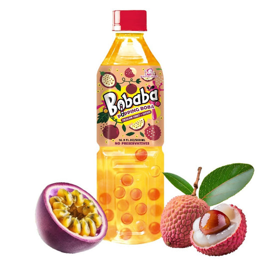 Chá Bubble Sabor Maracujá e Lichia 500ml Popping Boba