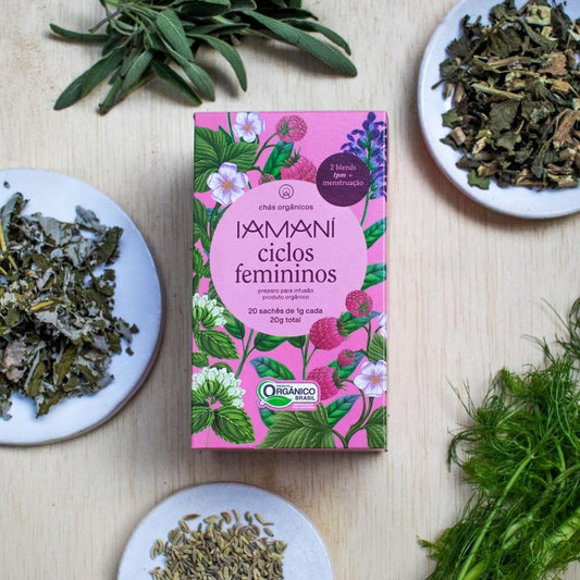 Chá Orgânico Ciclos Femininos Tpm Menstruação 20g Iamani