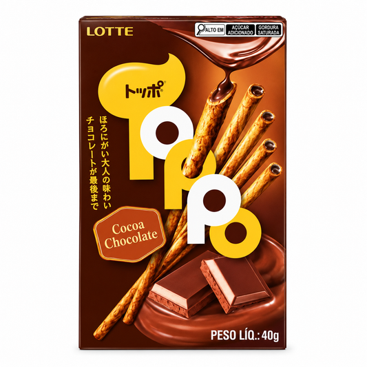 Biscoito Toppo de Cacau Recheio Chocolate 40g Lotte