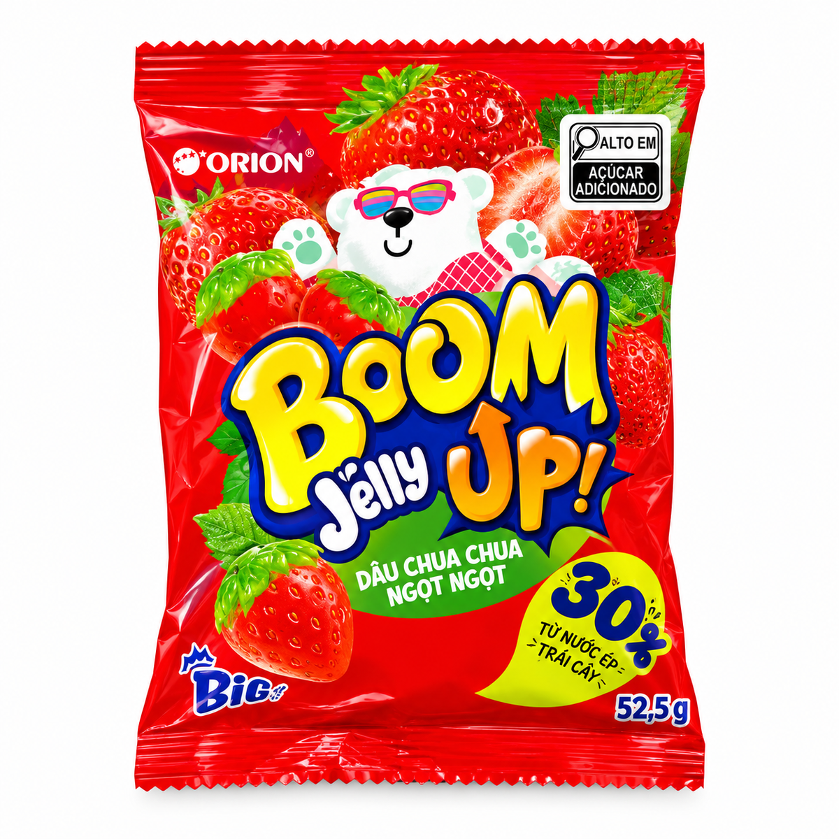 BALA DE GELATINA BOOM JELLY MORANGO 52,5G - ORION
