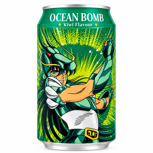 Refrigerante Ocean Bomb Os Cavaleiros do Zodíaco Sabor Kiwi 330ml
