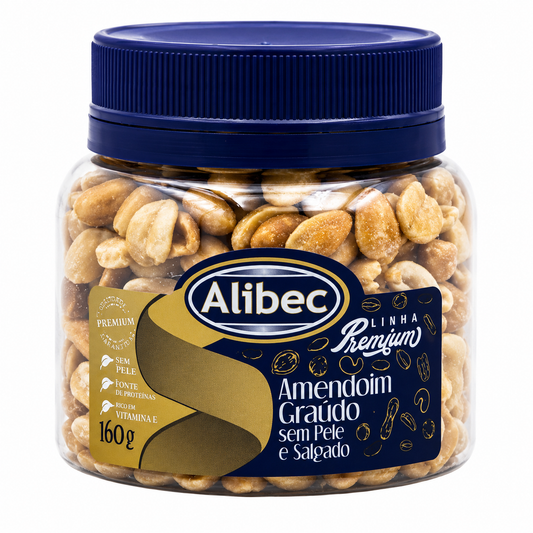 Amendoim Graudo Sem Pele Salgado Pote 160g - Alibec
