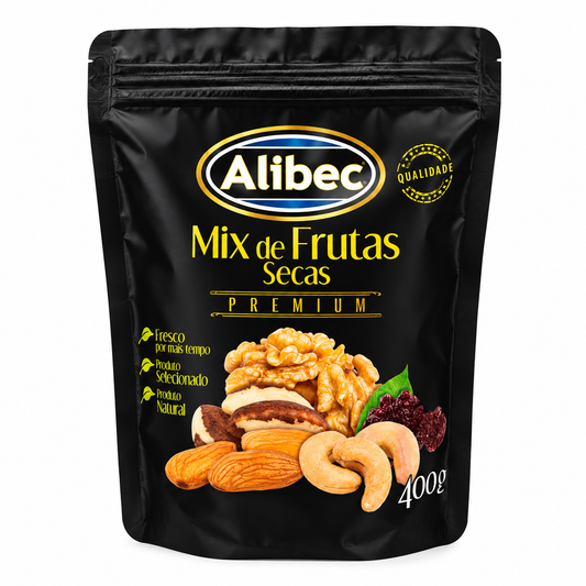 Mix de Frutas Secas Premium Alibec 400g - Amêndoas, Castanhas e Uvas Passas