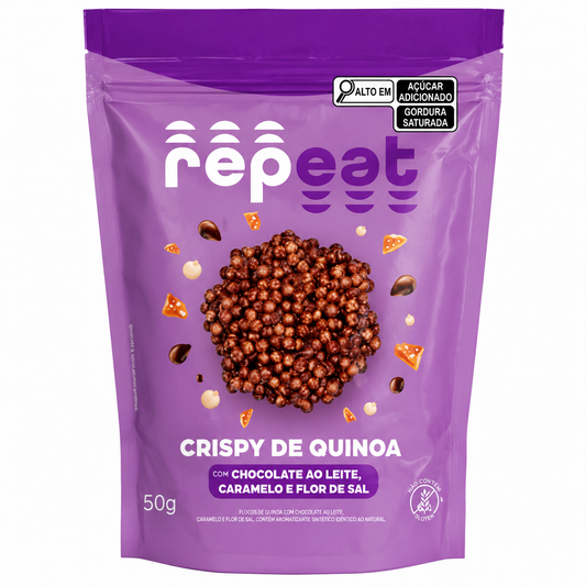 Crispy de Quinoa com Chocolate ao Leite, Caramelo e Flor de Sal 50g - Repeat