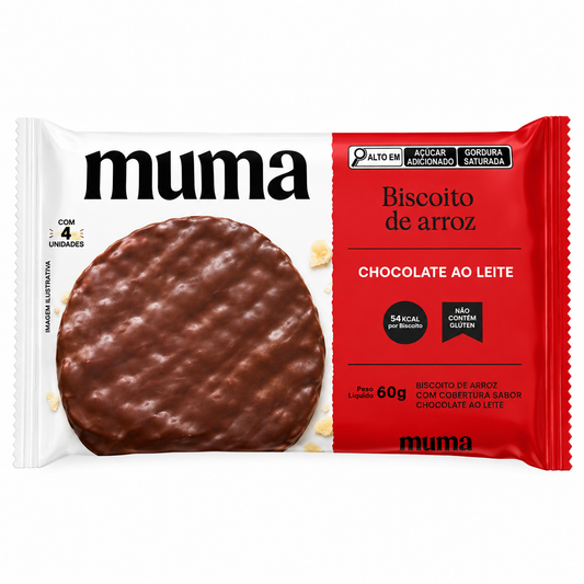 BISCOITO DE ARROZ COM COBERTURA CHOCOLATE AO LEITE 60G MUMA