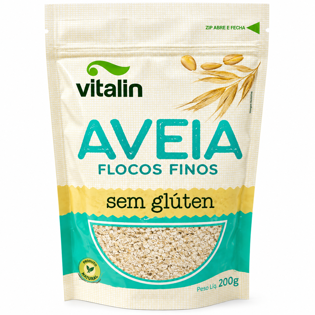 Aveia em Flocos Finos Sem Glúten Vitalin 200g