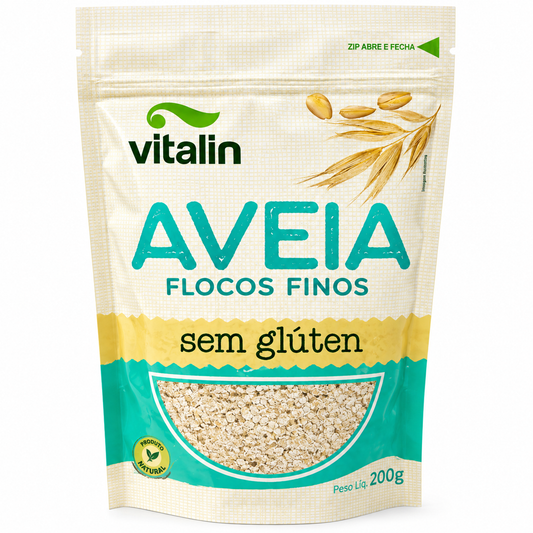 Aveia em Flocos Finos Sem Glúten 200g Vitalin