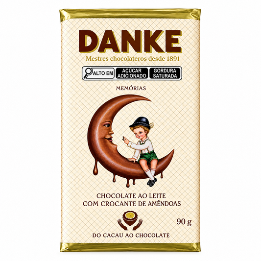 Chocolate ao Leite Danke com Crocante de Amêndoas Linha Memórias 90g