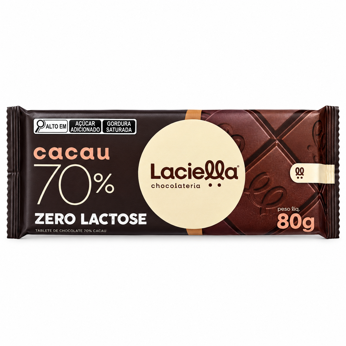 Chocolate 70% Cacau Laciella Zero Lactose 80g