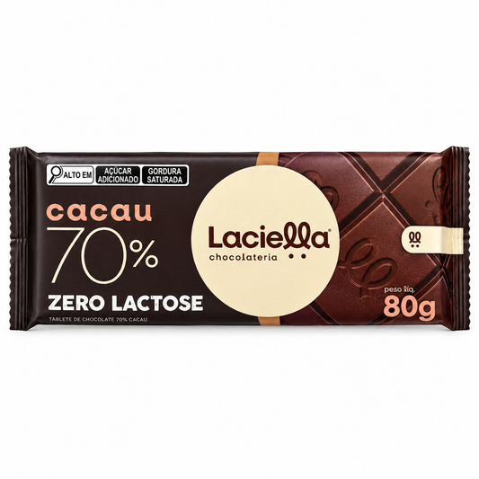 Chocolate 70% Cacau Laciella Zero Lactose 80g