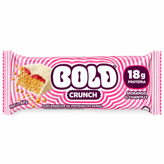 BARRA PROTEINA CRUNCH MORANGO E CHANTILLY 60G BOLD