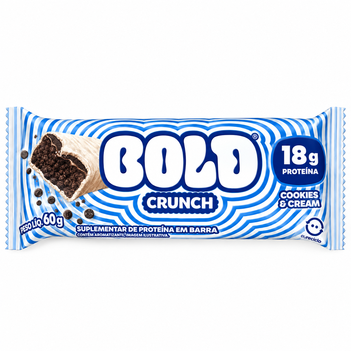 BARRA PROTEINA CRUNCH COOKIES E CREAM 60G BOLD