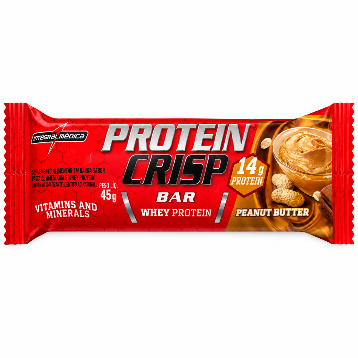 BARRA WHEY PROTEIN CRISP AMENDOIM 45G INTEGRAL MEDICA