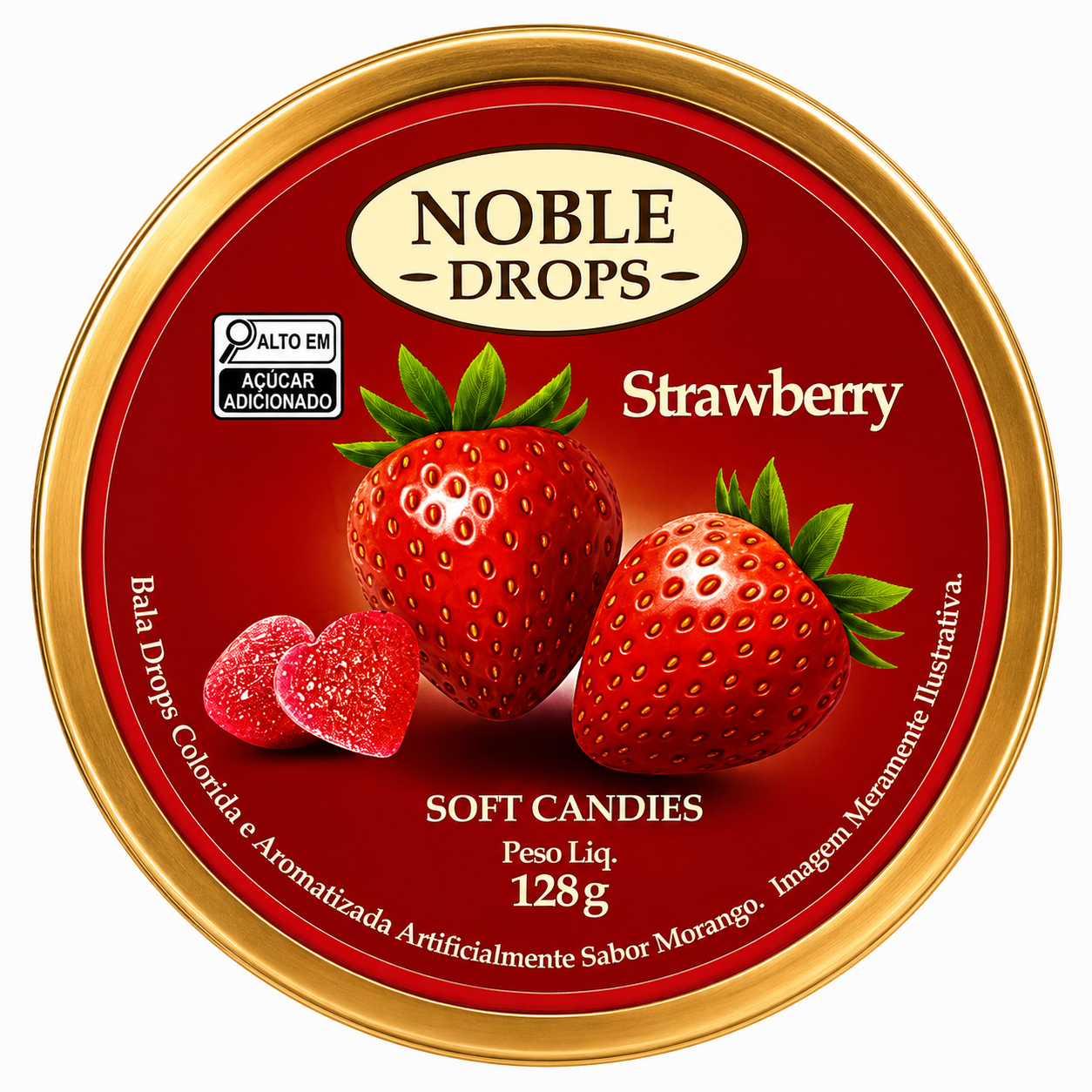 BALAS DE GOMA MORANGO 128g NOBLE DROPS