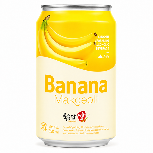 Coquetel Alcoólico Coreano Makgeolli Sabor Banana Lata 350ml Kook Soon Dang