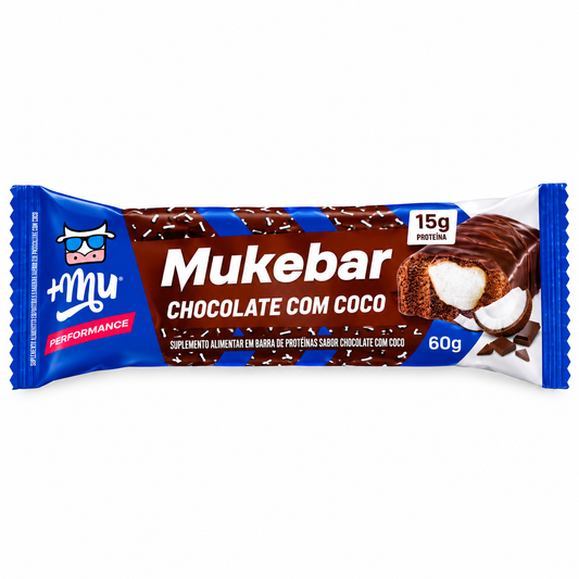 BARRA DE PROTEINA MUKEBAR CHOCOLATE COM COCO 60G MAIS MU