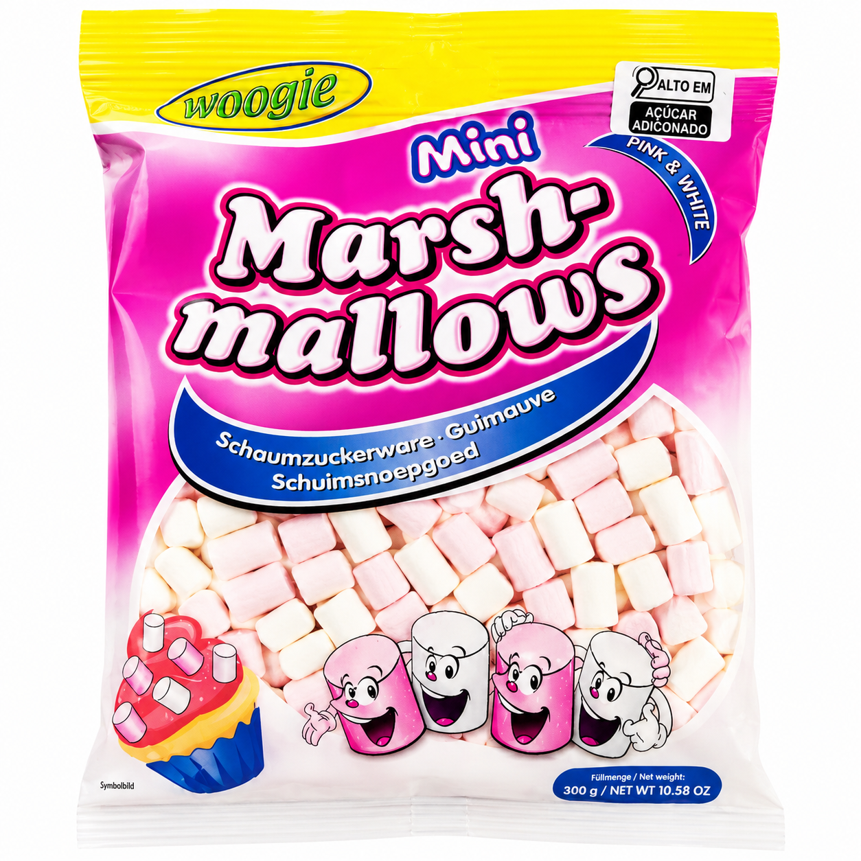 MINI MARSHMALLOWS ROSA E BRANCO 100G WOOGIE