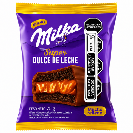 ALFAJOR SUPER DULCE DE LECHE COM COBERTURA DE CHOCOLATE AO LEITE 70G MILKA