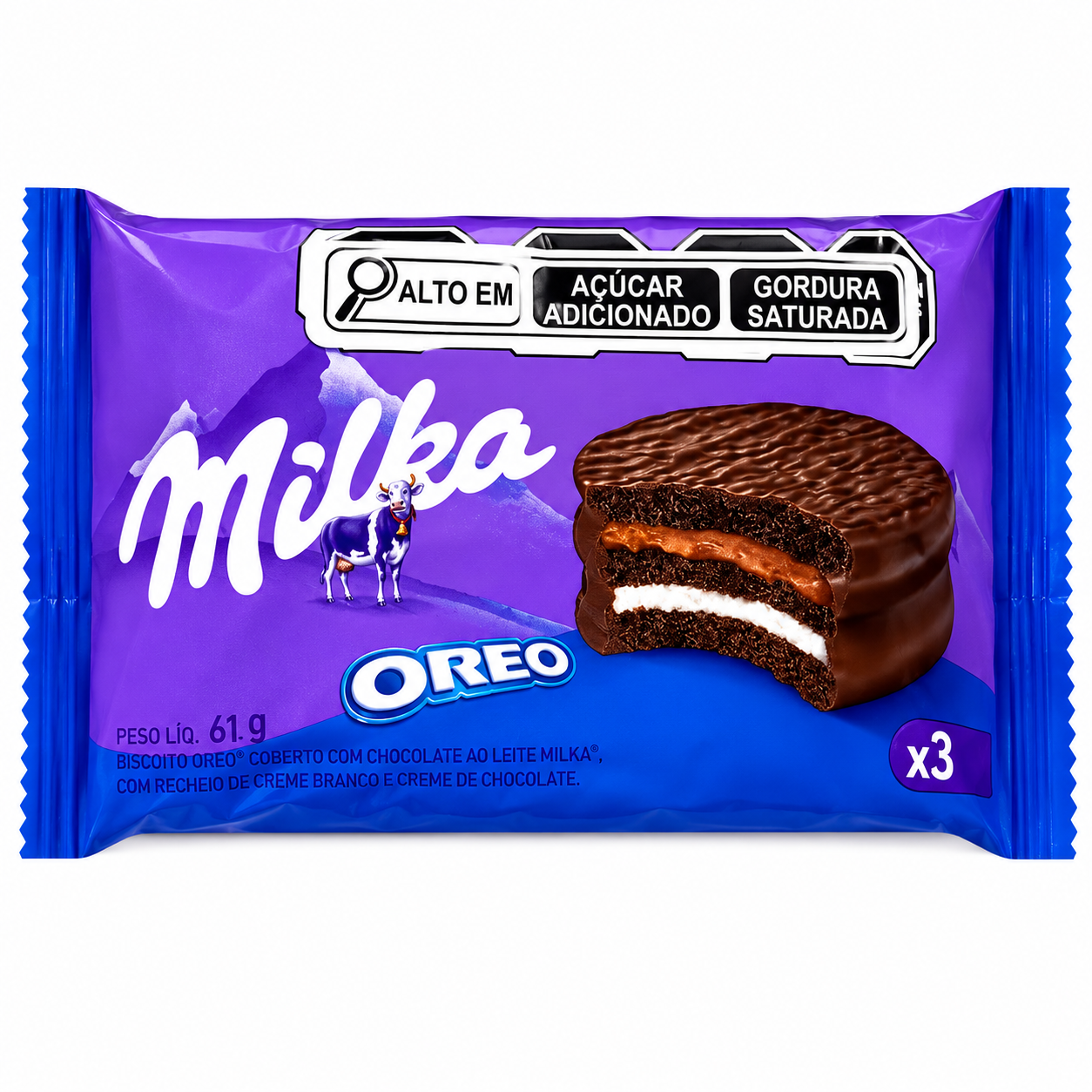 Alfajor Baunilha e Doce de Leite com Cobertura de Chocolate Oreo 61g Milka