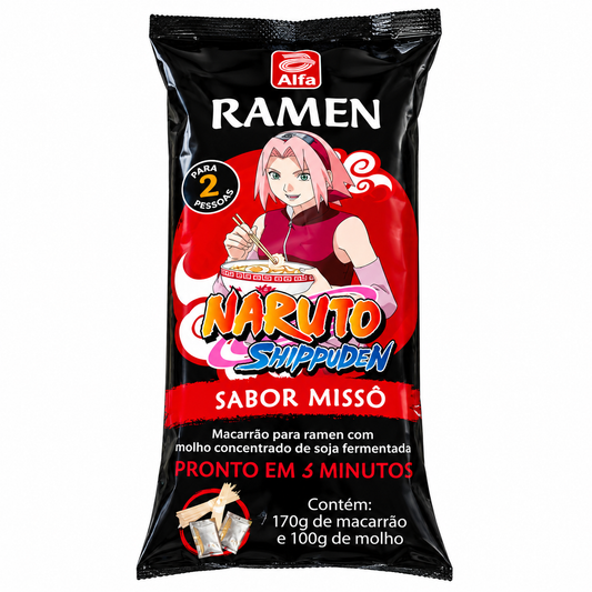 MACARRAO PARA RAMEN COM MOLHO PRONTO NARUTO SABOR MISSO 270G ALFA