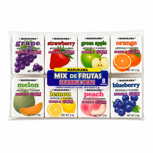 Pack com 8 Chicletes Mix de Frutas 43,2g - Marukawa