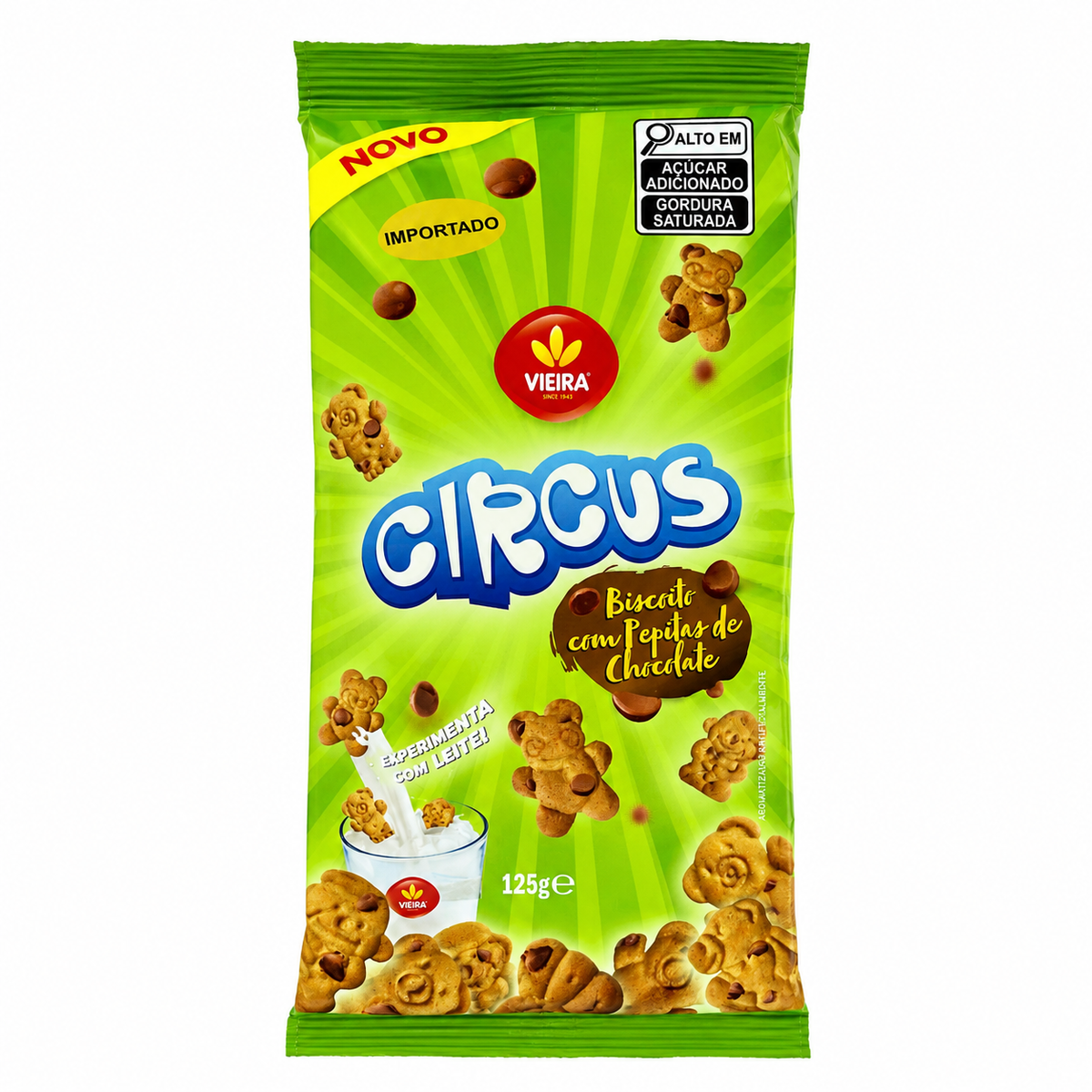 BISCOITO COM PEPITAS DE CHOCOLATE CIRCUS 125G VIEIRA
