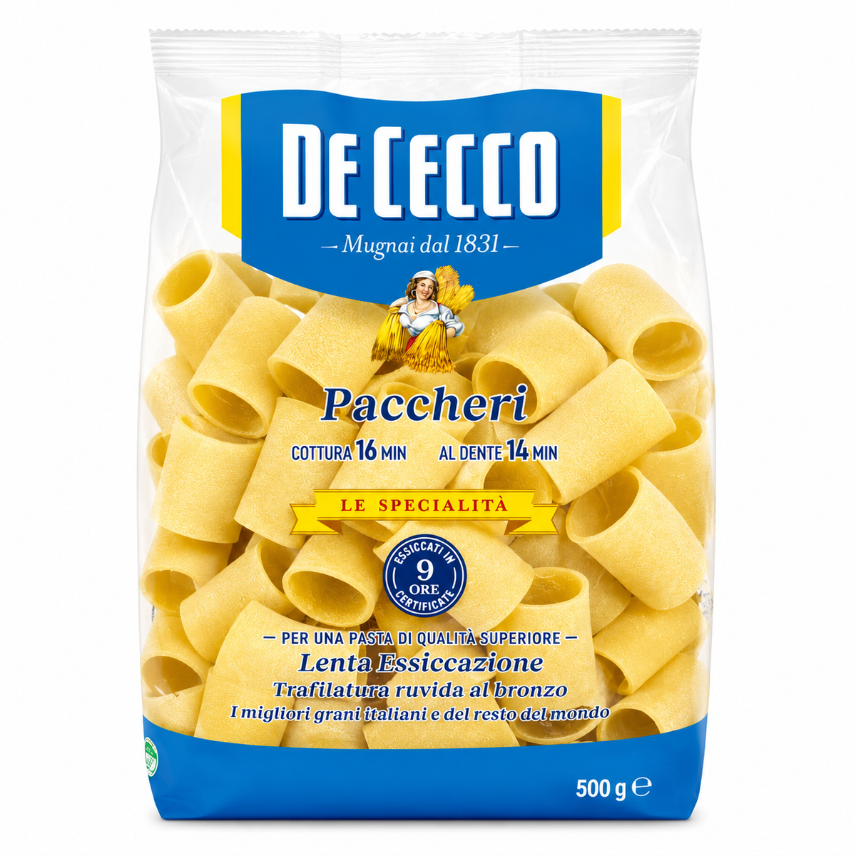 Macarrão Paccheri De Cecco N°125 500g - Massa de Sêmola de Trigo Duro
