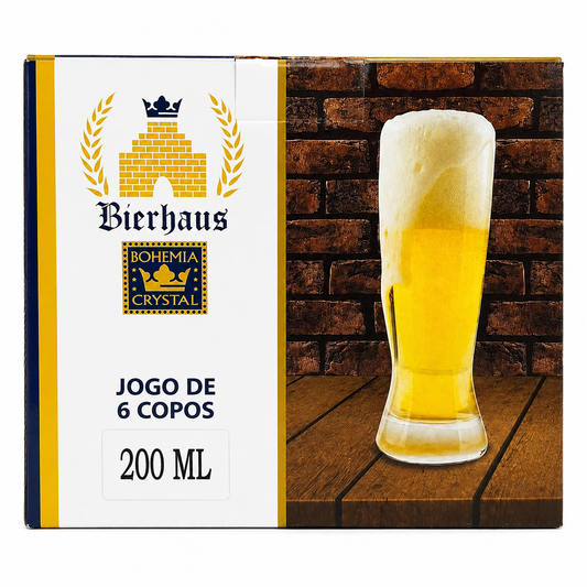 Jogo com 6 Copos de Cristal Bierhaus para Cerveja 200ml