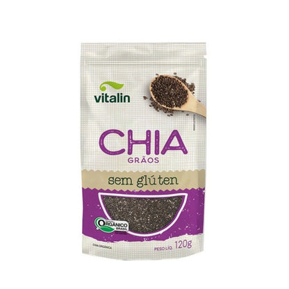 Chia em Grãos Orgânica Vitalin Sem Glúten 120g