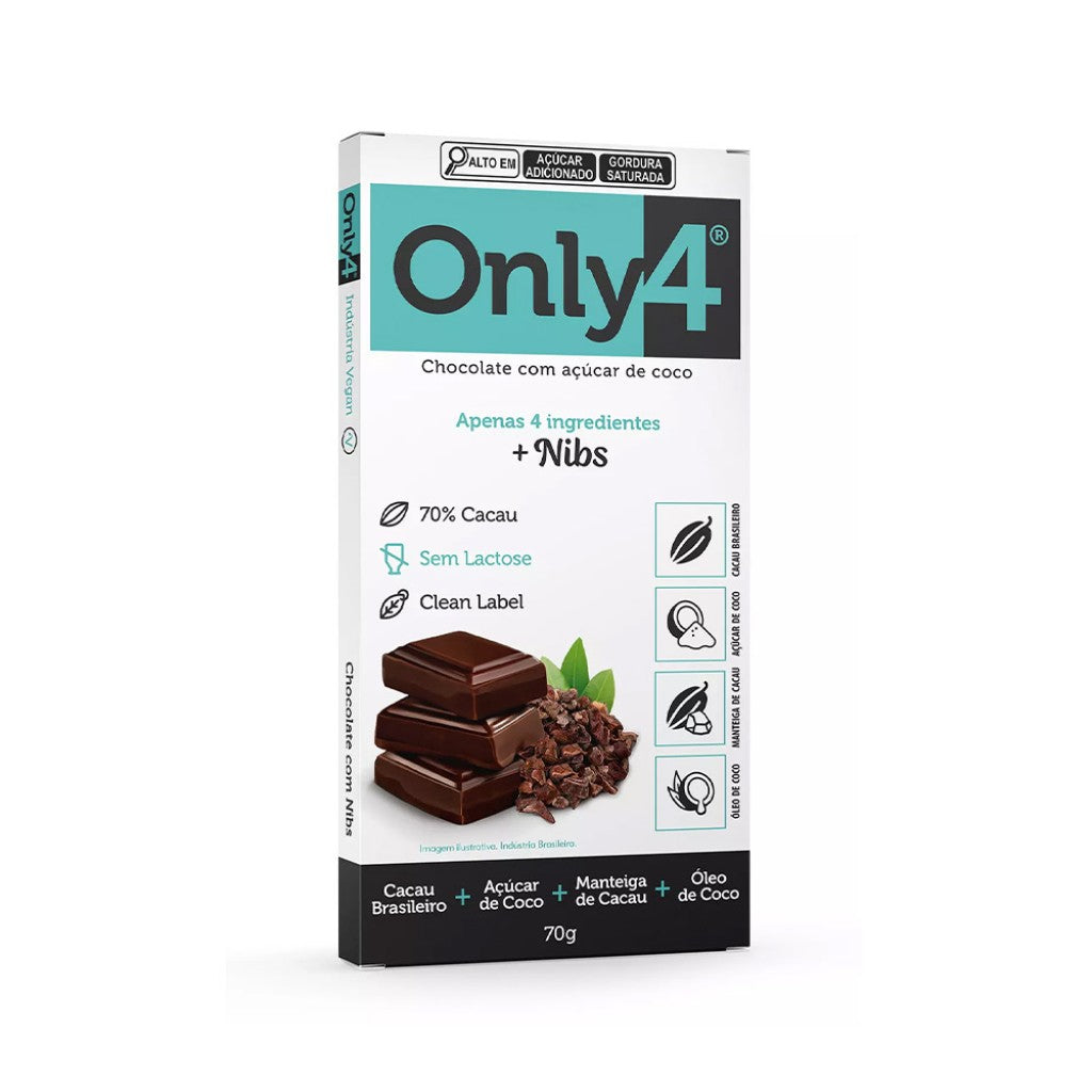 Chocolate 70% Cacau Nibs 80g Only4